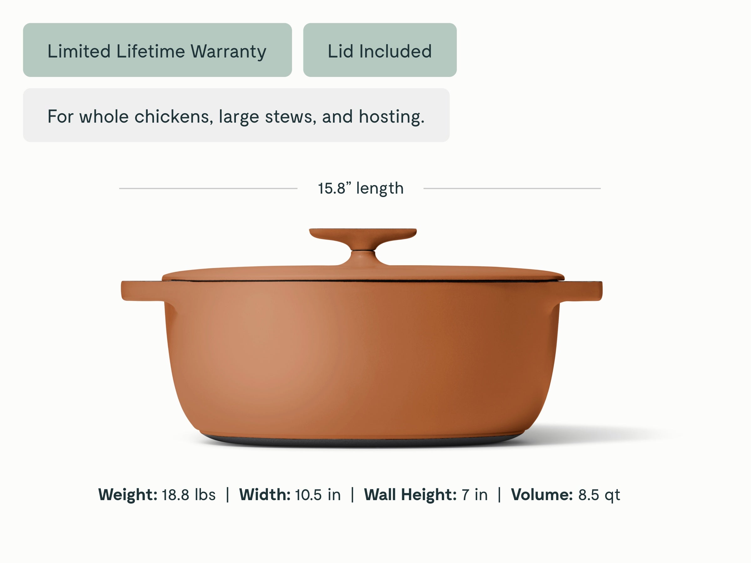 8 qt Enameled Cast Iron Oval Dutch Oven - Image 18